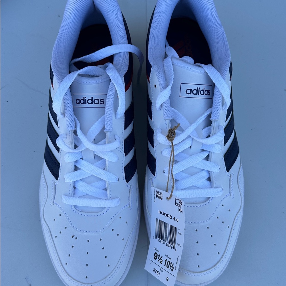 Adidas Hoops 4.0 White and Blue Sneakers